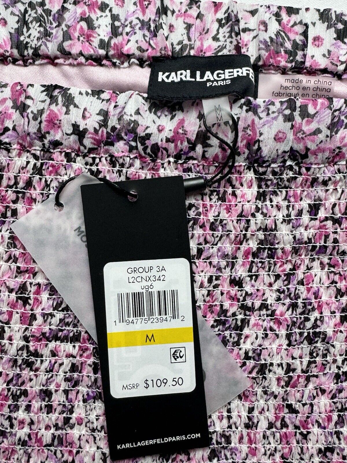 KARL LAGERFELD PARIS Ruffle Skirt Women's Sz M Pink Multicolor Floral.  (B.05)