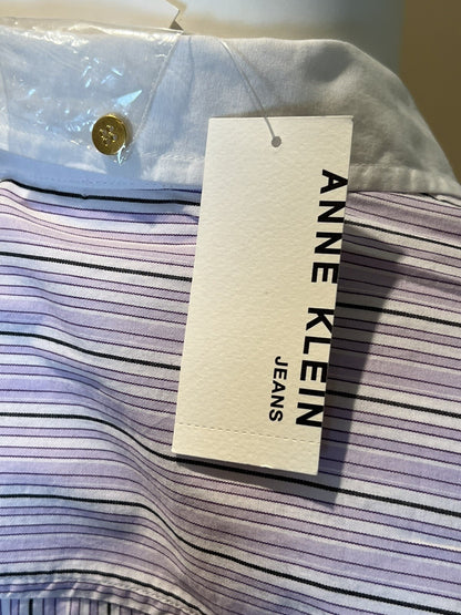 Anne Klein Womens size S top striped Marleigh tie hem shirt blouse