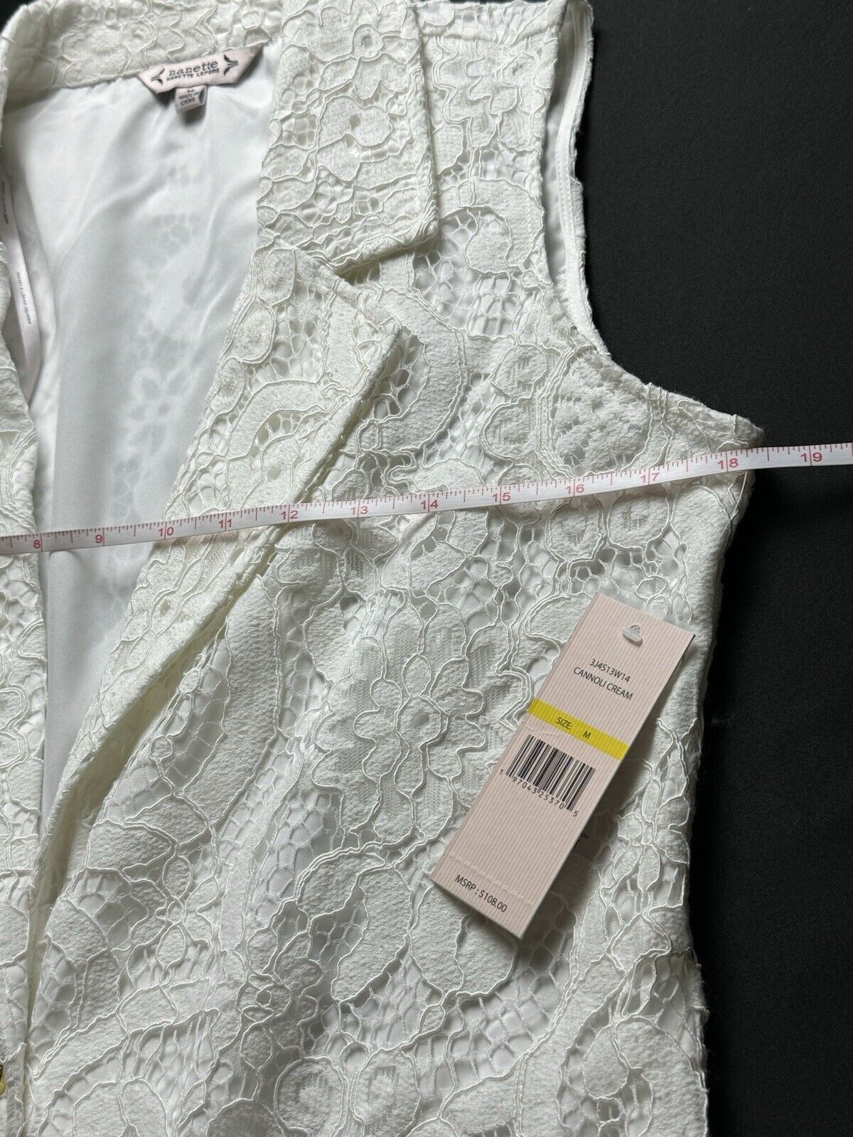 $108 NANETTE LEPORE White Long LACE VEST Dress SZ M (B.79)