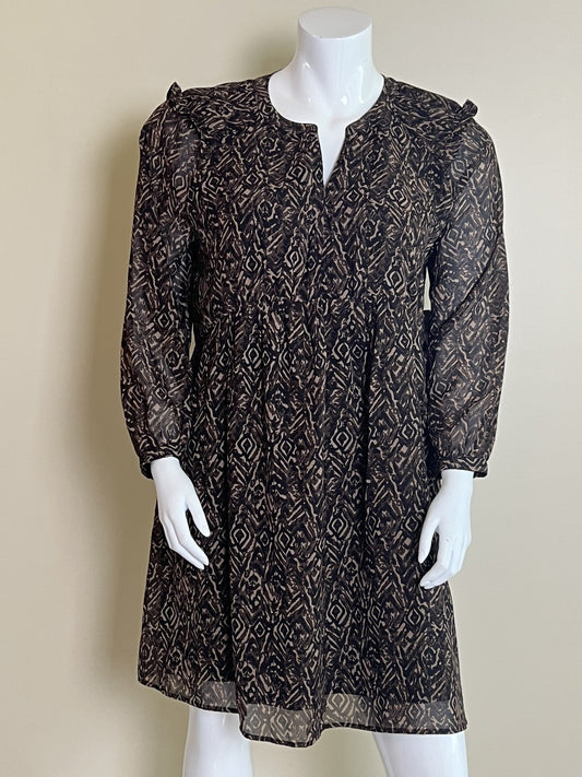 Beach Lunch Lounge Women’s Dress Size L Black Brown Pattern (3)