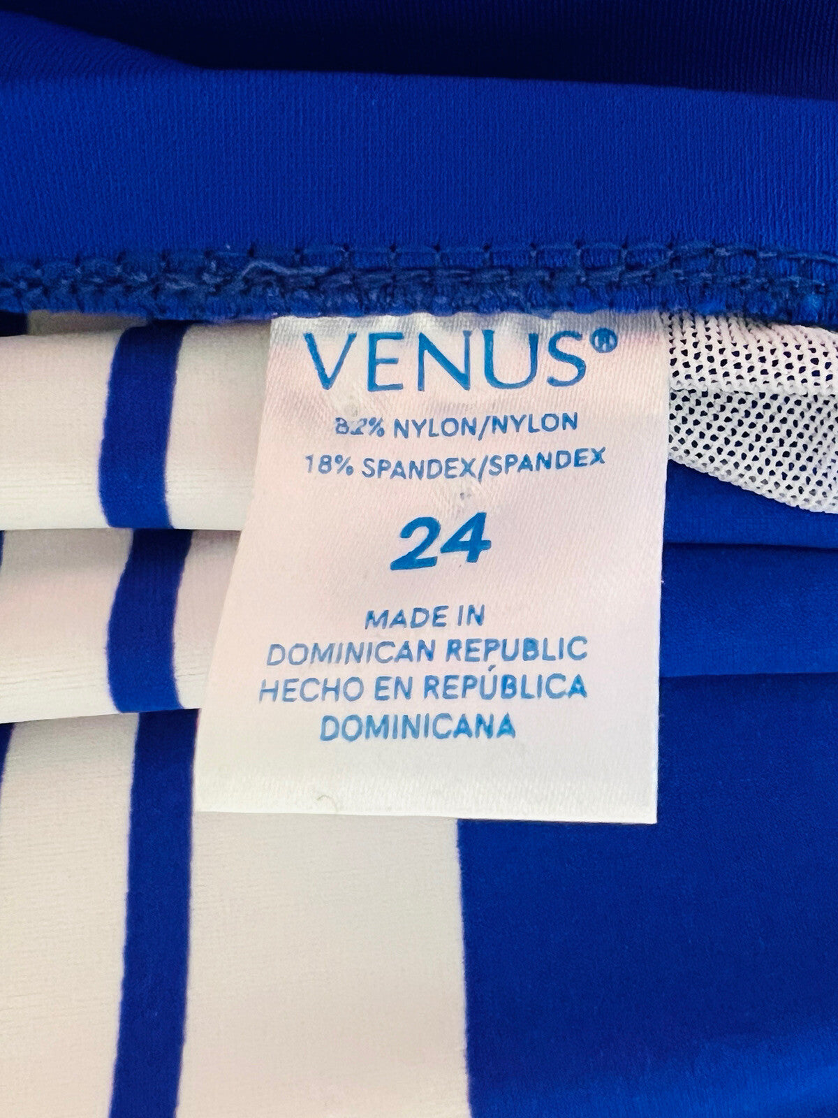 Venus Bikini Swimsuit Top Blue White Stripe Sz 6 / Blue Bottom Sz 24