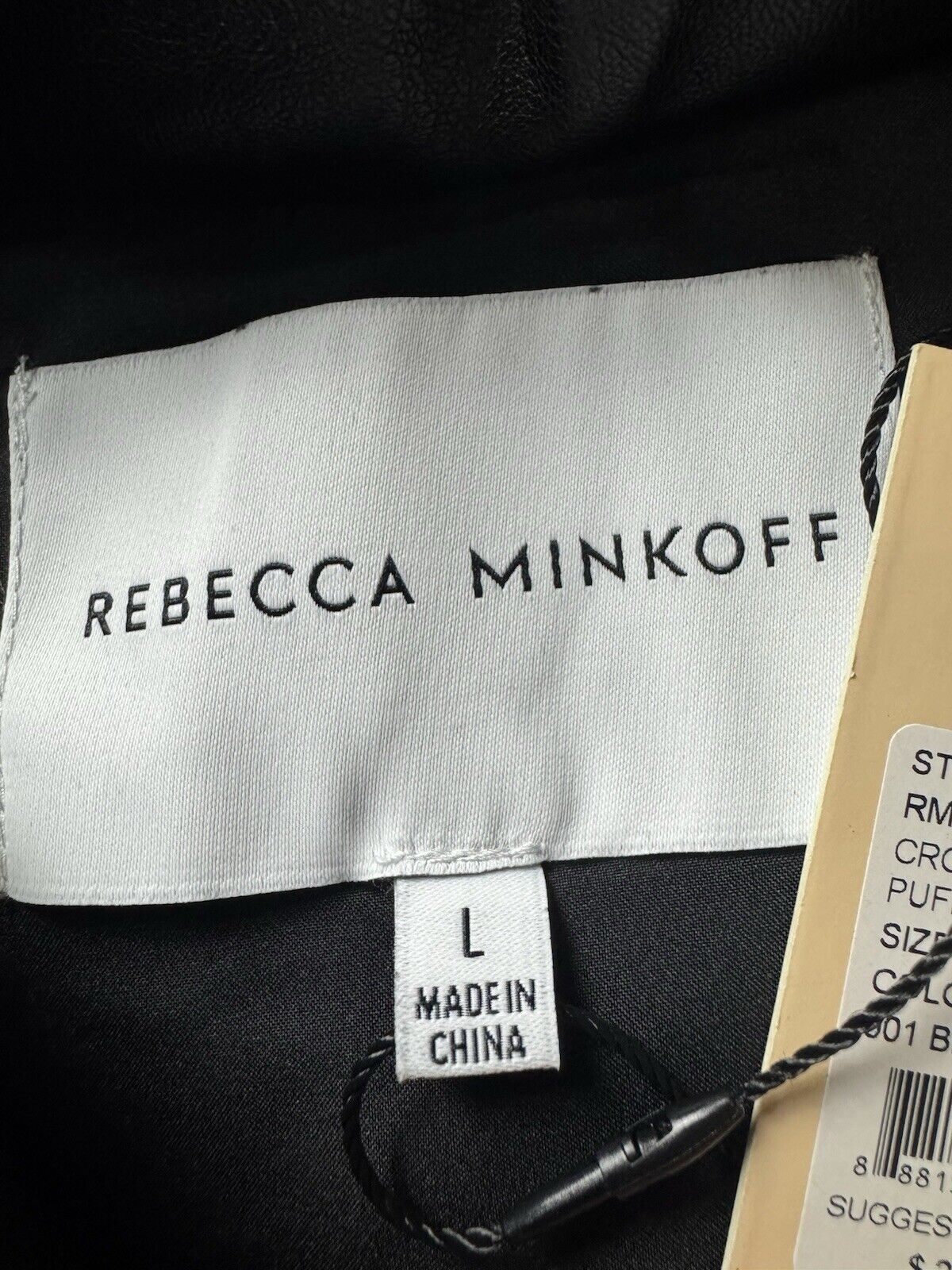 $248 Rebecca Minkoff Women's Mock Neck Cropped Puffer Vest Sz L