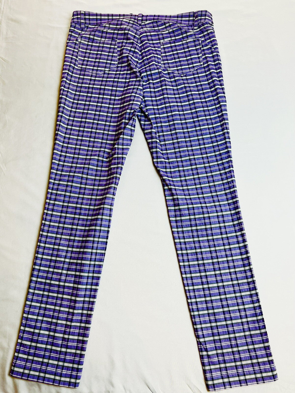 $235 Brendratti Women's Elina Purple Plaid Pants Sz XL  Ital 48.   (B.027)