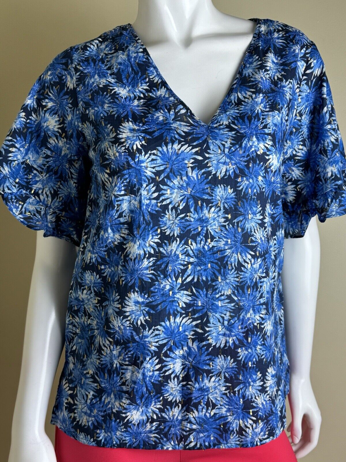 $98 Michael Kors Women’s Top Blue Blouse Sz S.  (B.53)