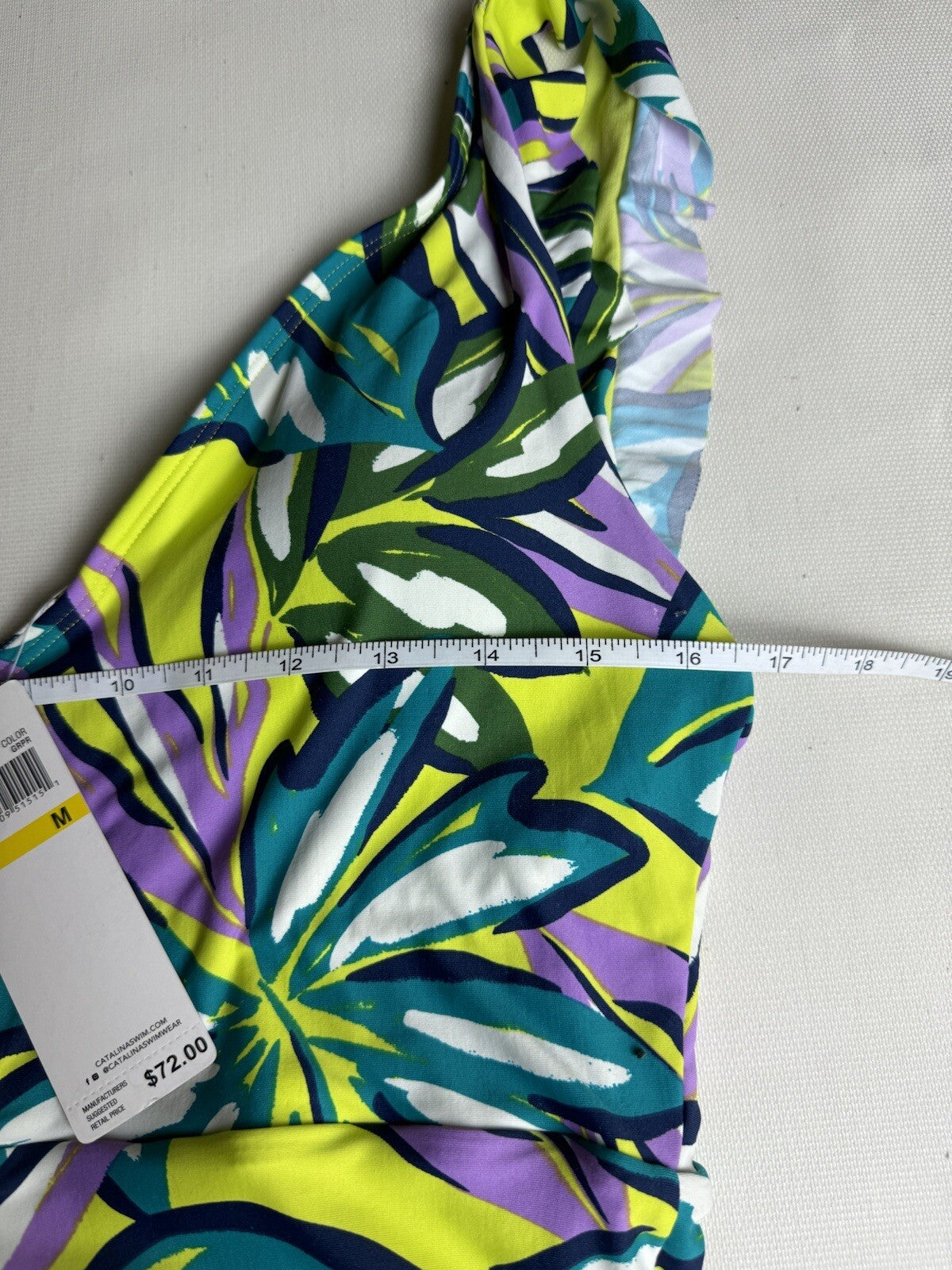 CATALINA MultiColor Ruffle Arm Deep V-Back One Piece Swimsuit Sz M. (51)