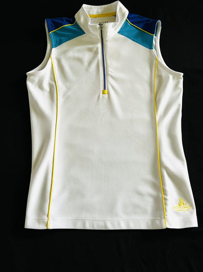 E.P Pro Tour Tech Women’s Top Sleeveless Golf Shirt Sz S White w/ Blue (13)