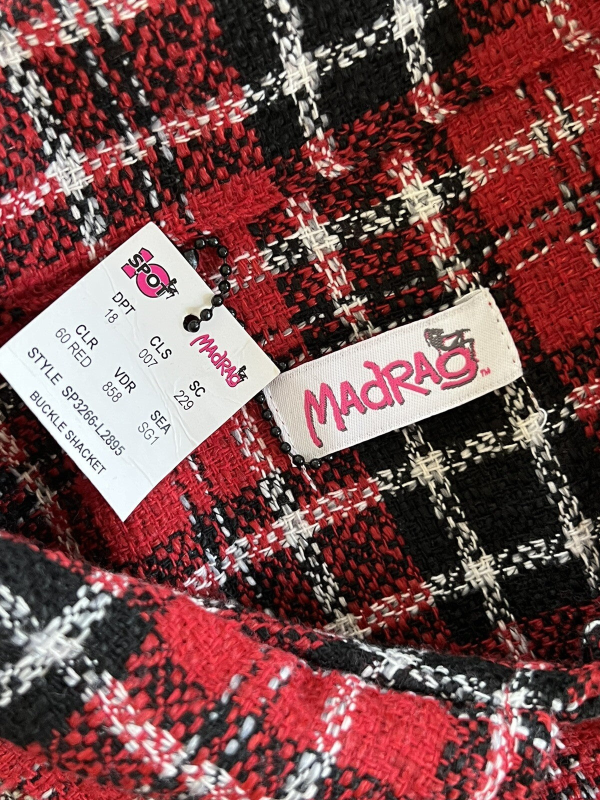 MadRag Women’s Plaid Shirt Coat Sz M Pearls Button