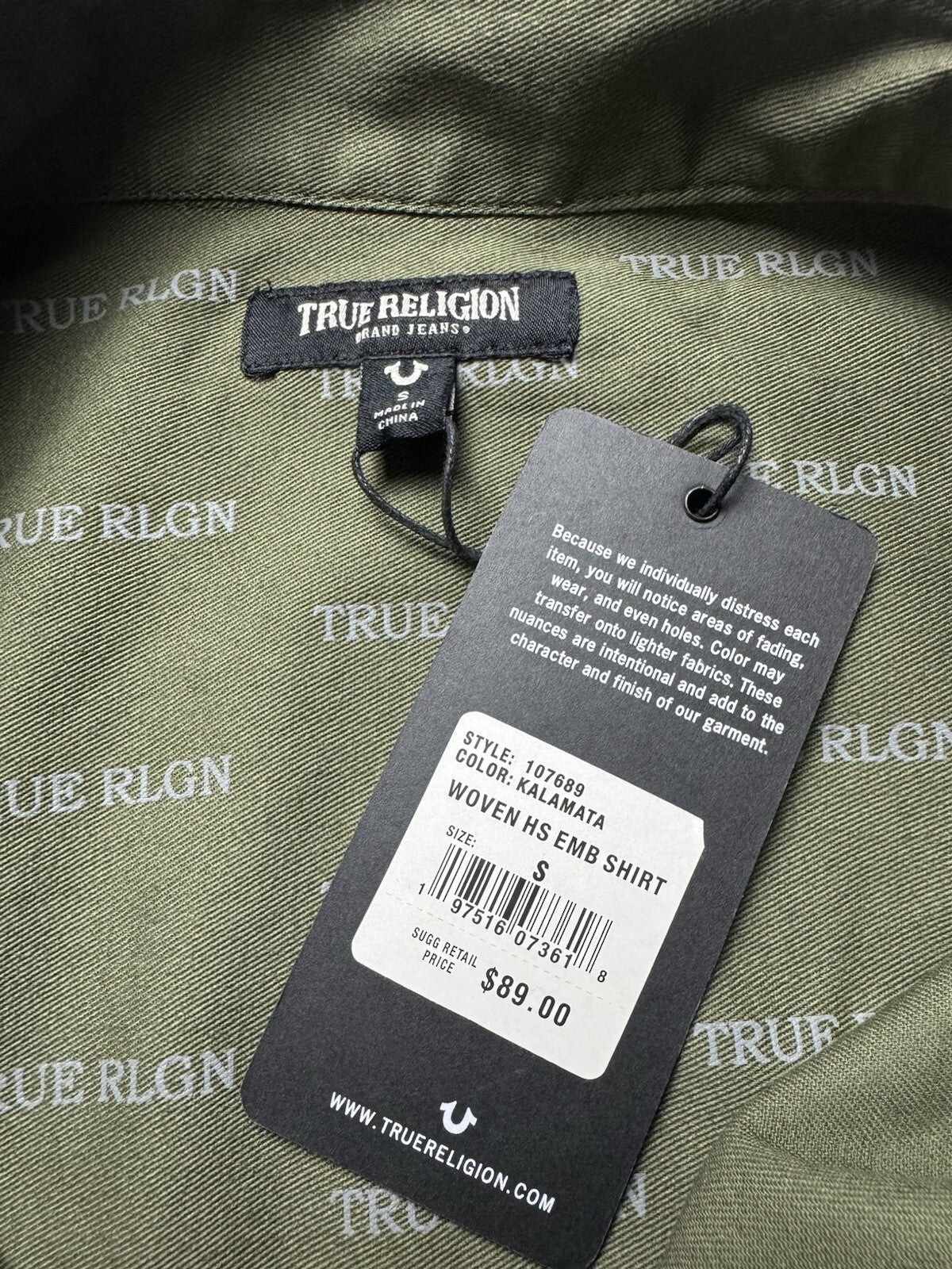 $89 True Religion Pearl Snap Button Down Long Sleeve Shirt Size S.   (B.143)