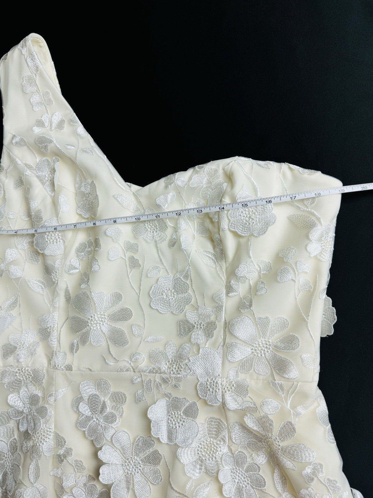 Dress The Population Off White Lace Floral Dress Size XL One Shoulder. (B.87)