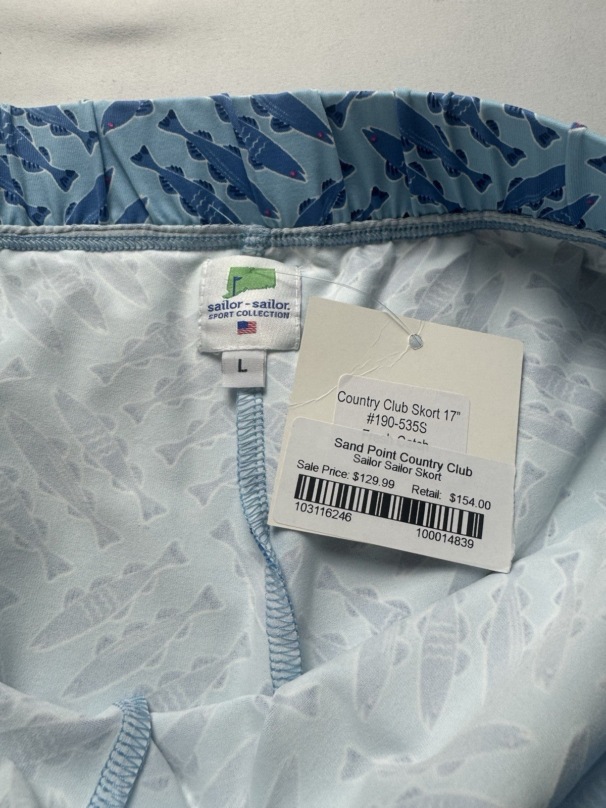 Sailor-Sailor Women’s Golf Tennis Fish Printed Skirt Size L.     (B.158)