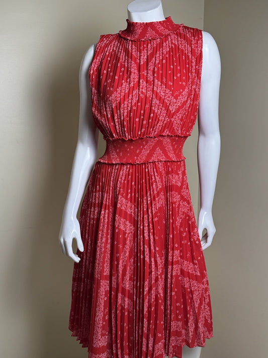$148 NANETTE LEPORE Floral Pleaded Dress Sz  6  (B.171)
