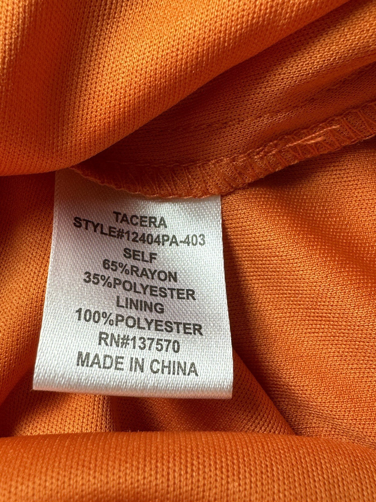 Tacera Women's Orange Dress with Necklace Sz M. (78)