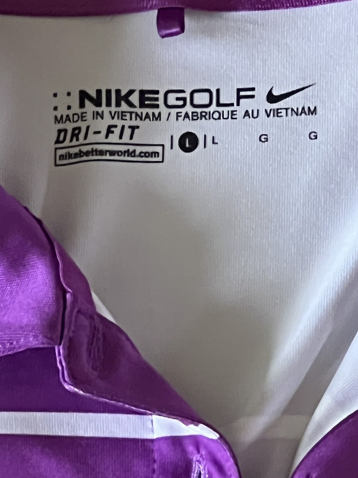 NikeGolf Women's Top Golf Shirt Purple w/White Stripes Sz L