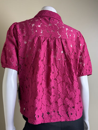$88 Nicole Miller Women’s Lace Blouse Top Sz L  (B.135)
