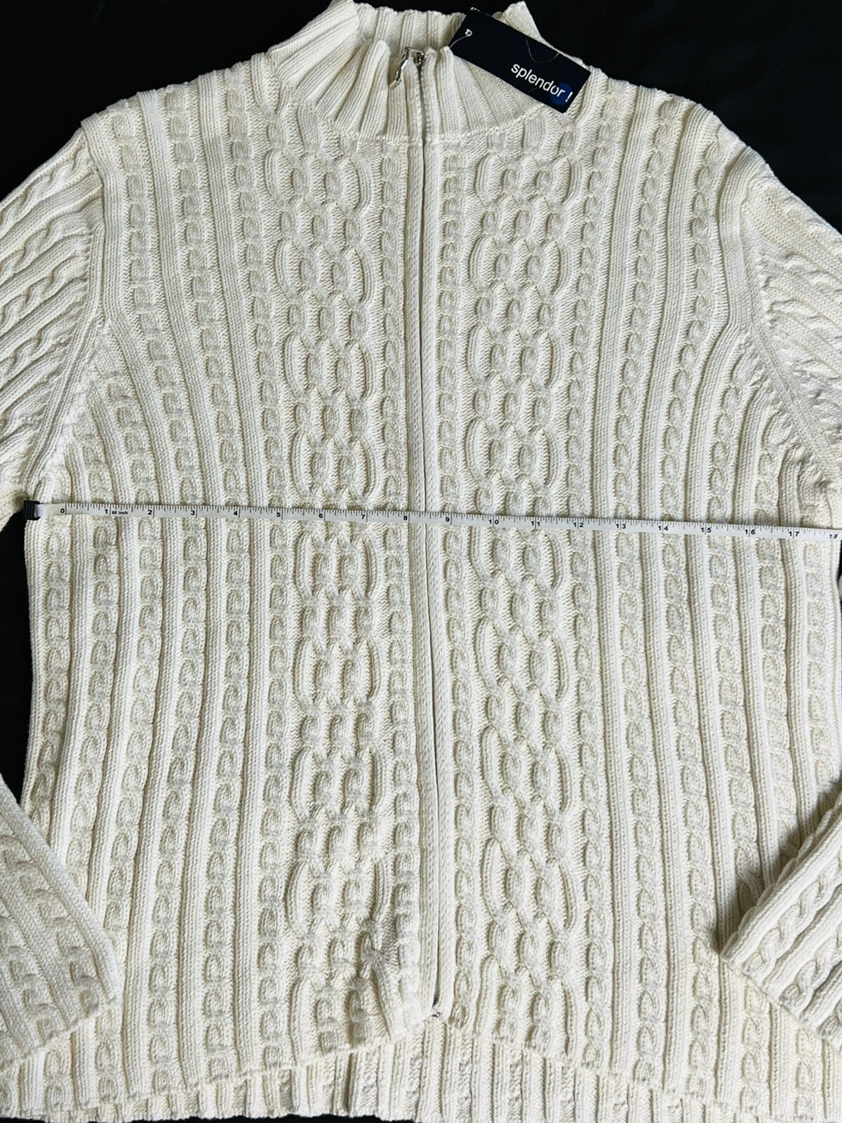 Splendor Women’s Cotton Full Zip Sweater White Sz XL