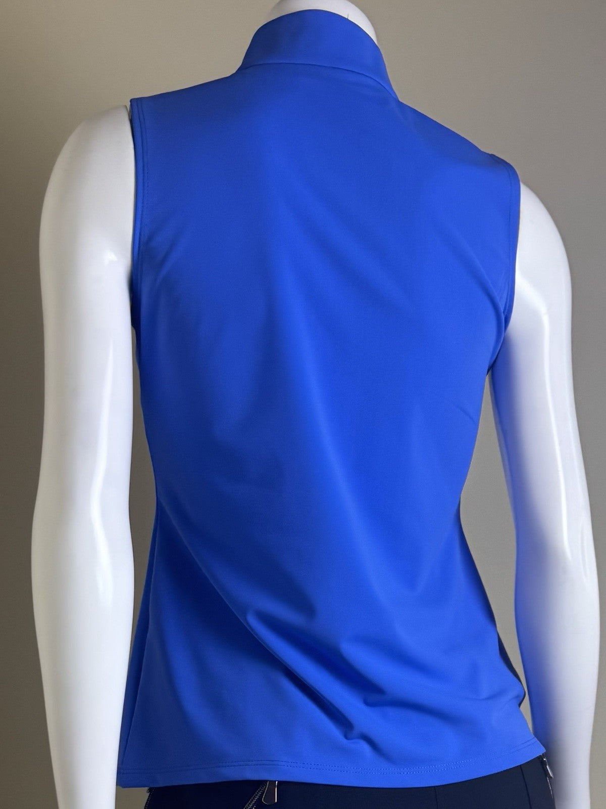 Melly M Blue White Delray 1/4 Zip Sleeveless Golf Tennis Top Size L.  (B.159/1)