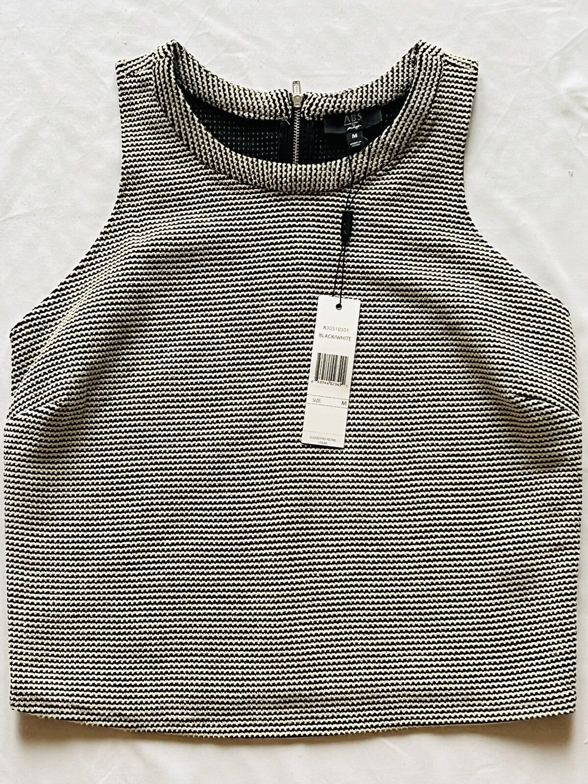 ABS Denim Collection Allen Schwartz Women’s Top Beige Black Sz M Tank Top