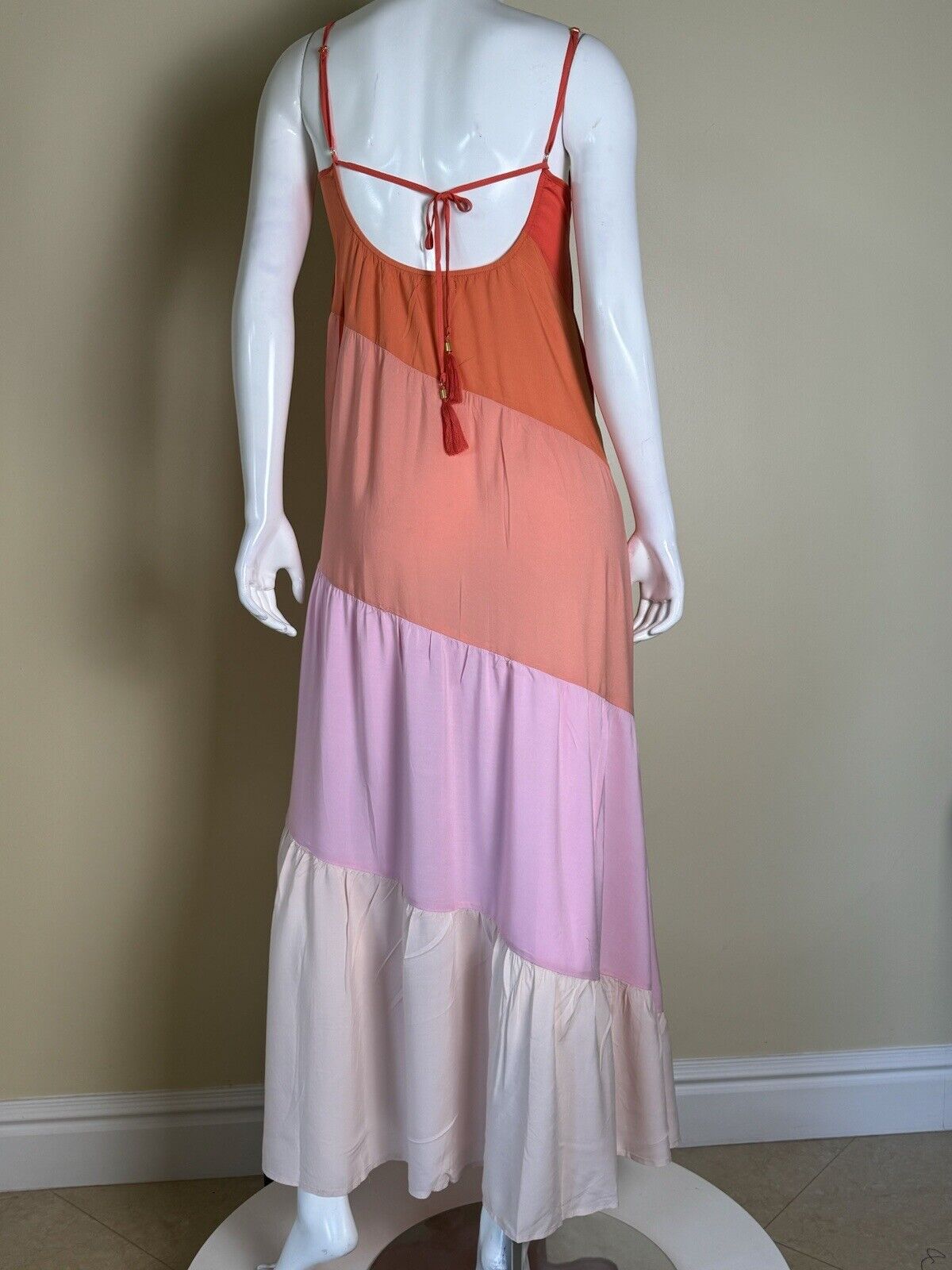 L*Space Leona Colorblock Maxi Sundress in Peche Punch Size S.