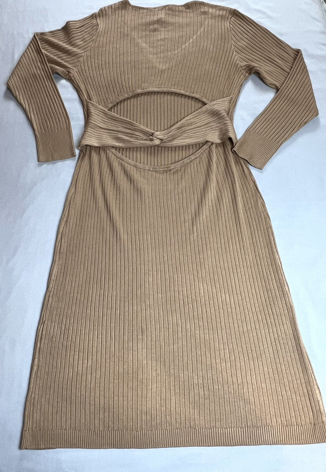 WOMEN'S SOFIA JEAN BY SOFIA VERGARA BACK TWIST SWEATER DRESS Sz XL Brown