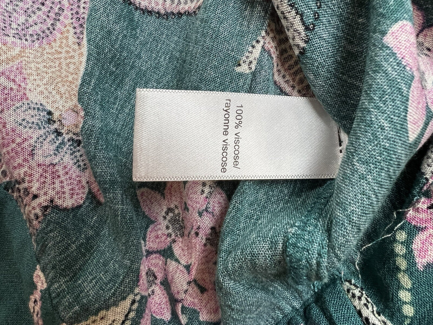 MAURICES Women's Blouse Sz L Floral Green Top