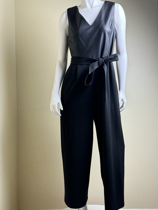 $139 Calvin Klein Jumpsuit Pants Women's Size 12 Sleeveless Leather Top (B.89)