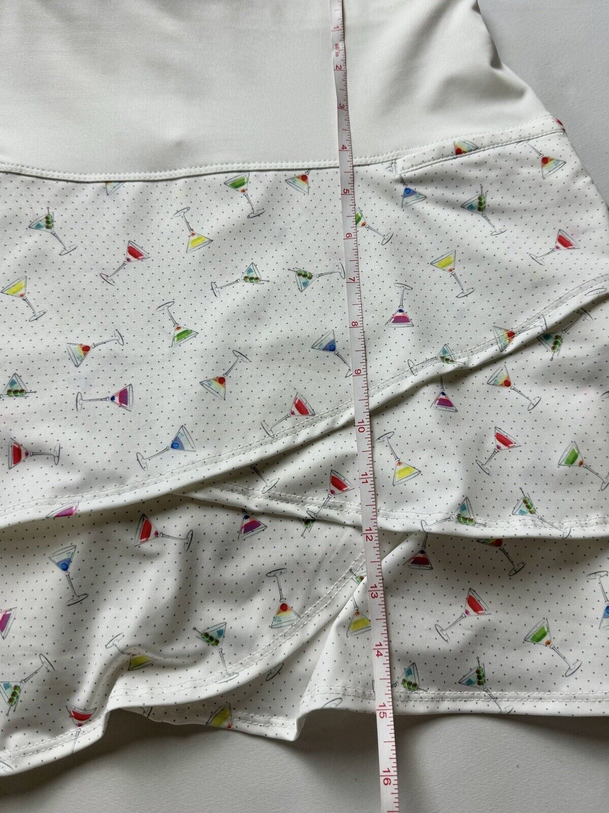 Lucky in Love Martini print ruffle layered Golf tennis skort Sz M