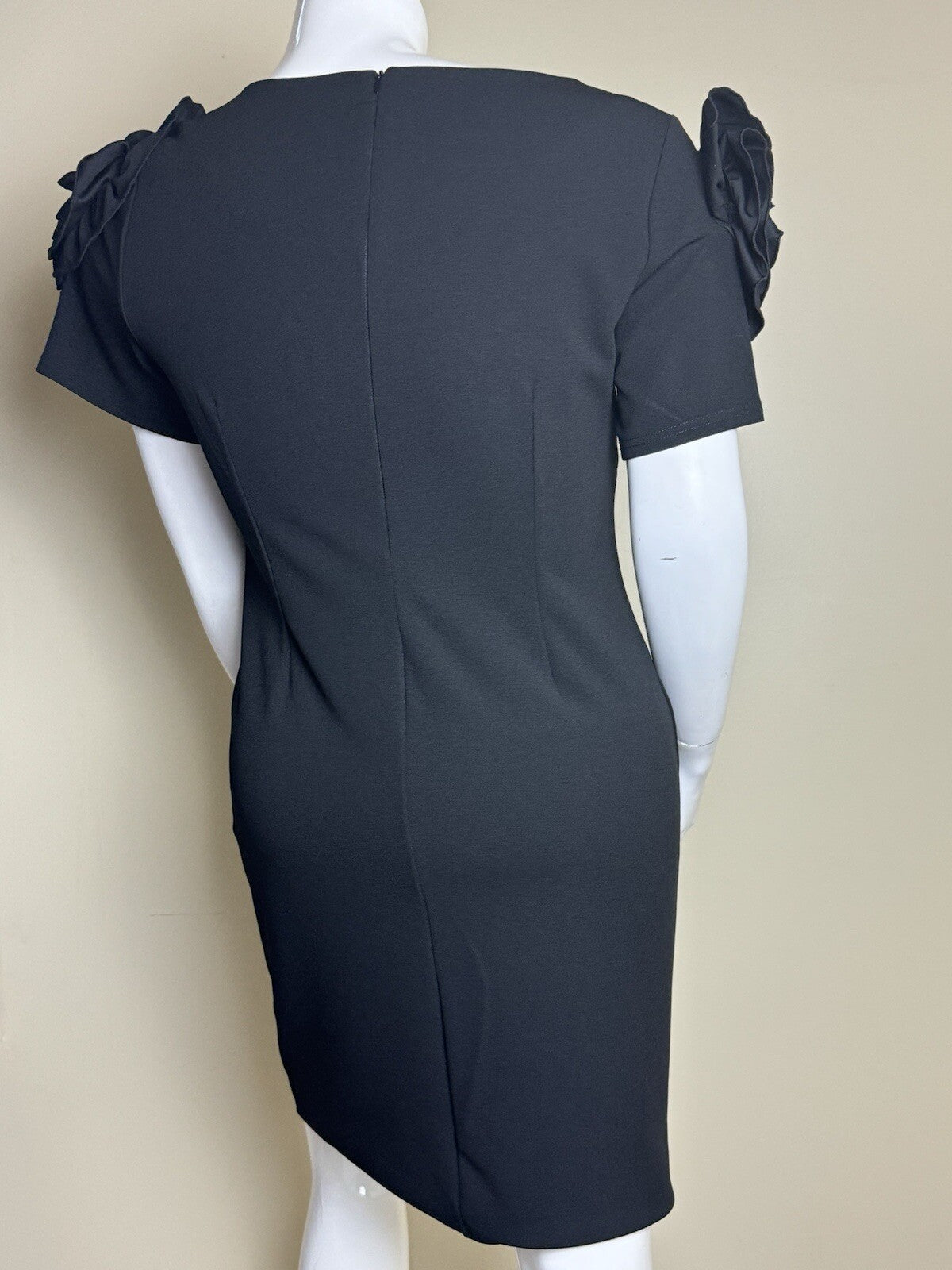 Nina Leonard Black Flower Embroidery Dress Sz XL       (B.100)