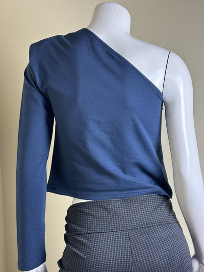 $118 Walter Baker Women’s One Shoulder Long Sleeve Navy Sz S (B.108)