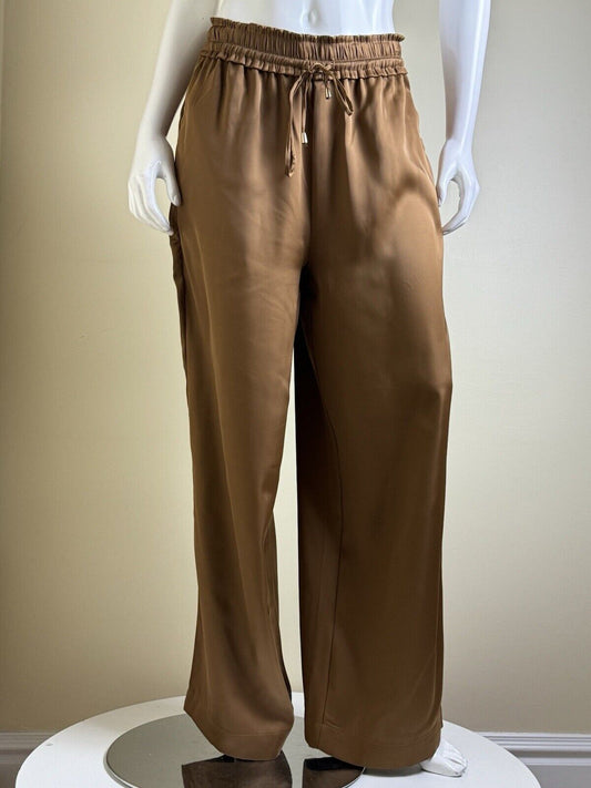 House Of Harlow SATIN Brown Size M PANTS WIDE LEG POCKETS. (B.86))