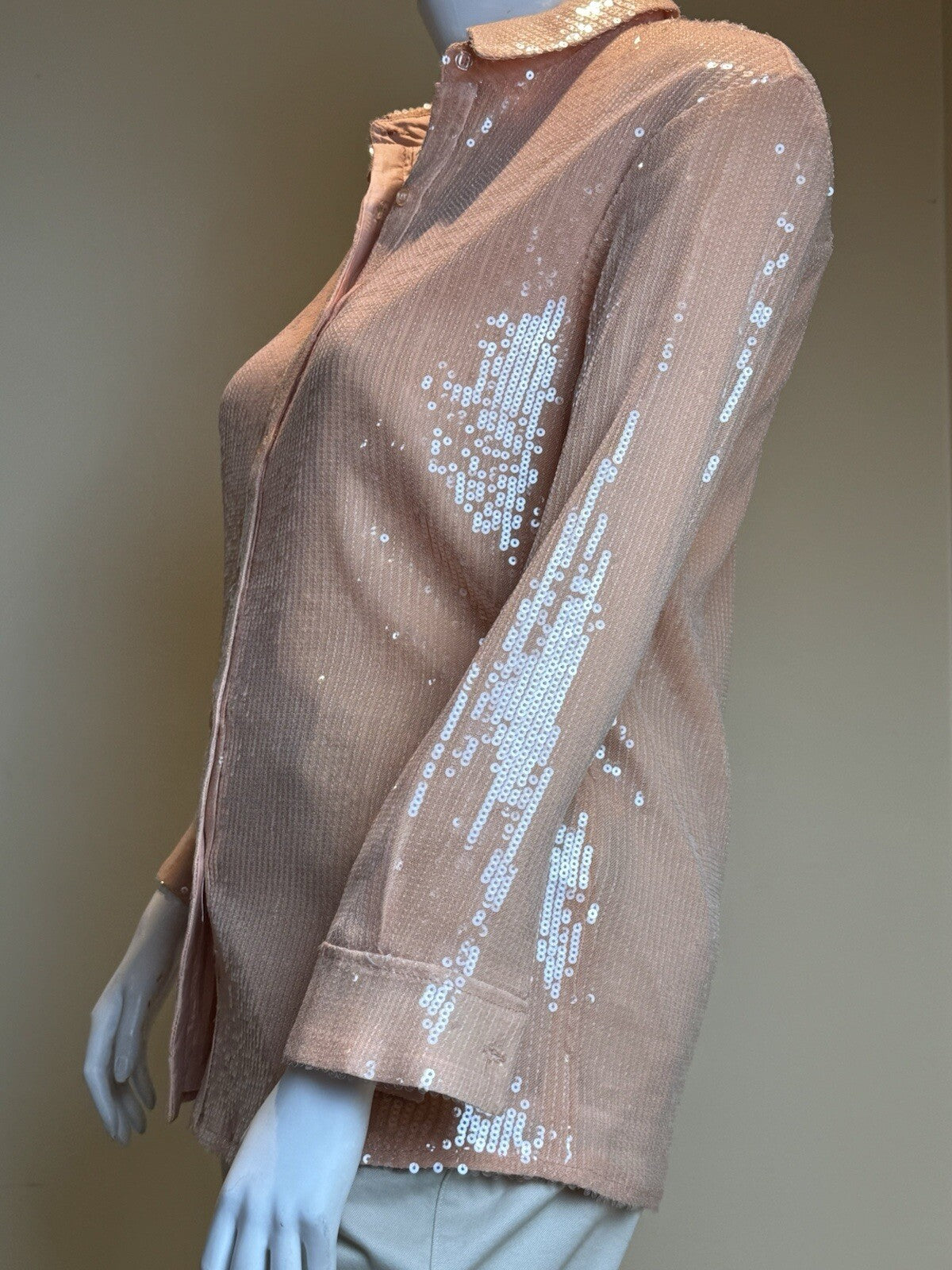 7 For All Mankind Women’s Long Sleeve Collar Shirt Sz M  (B.87)