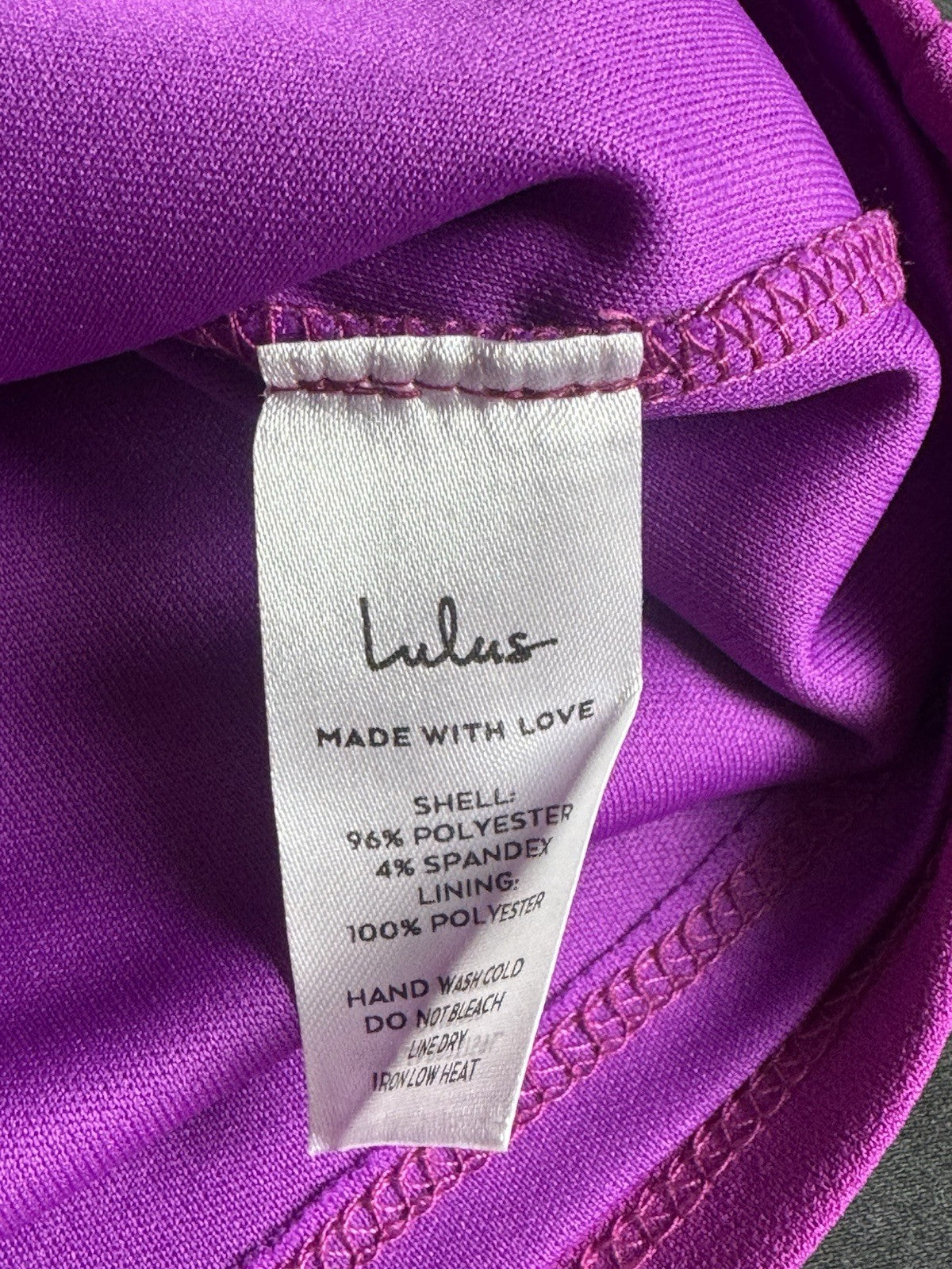Lulu's Fuchsia One Side Shoulder Dress Sz L.  (B.179)