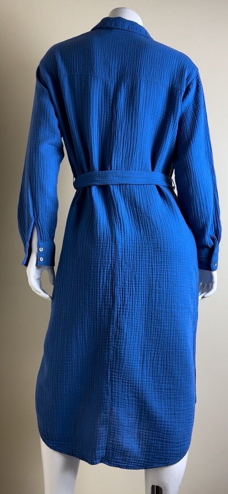 $178 Magaschoni 100% Organic Cotton Belted Button Dress. (B.84)