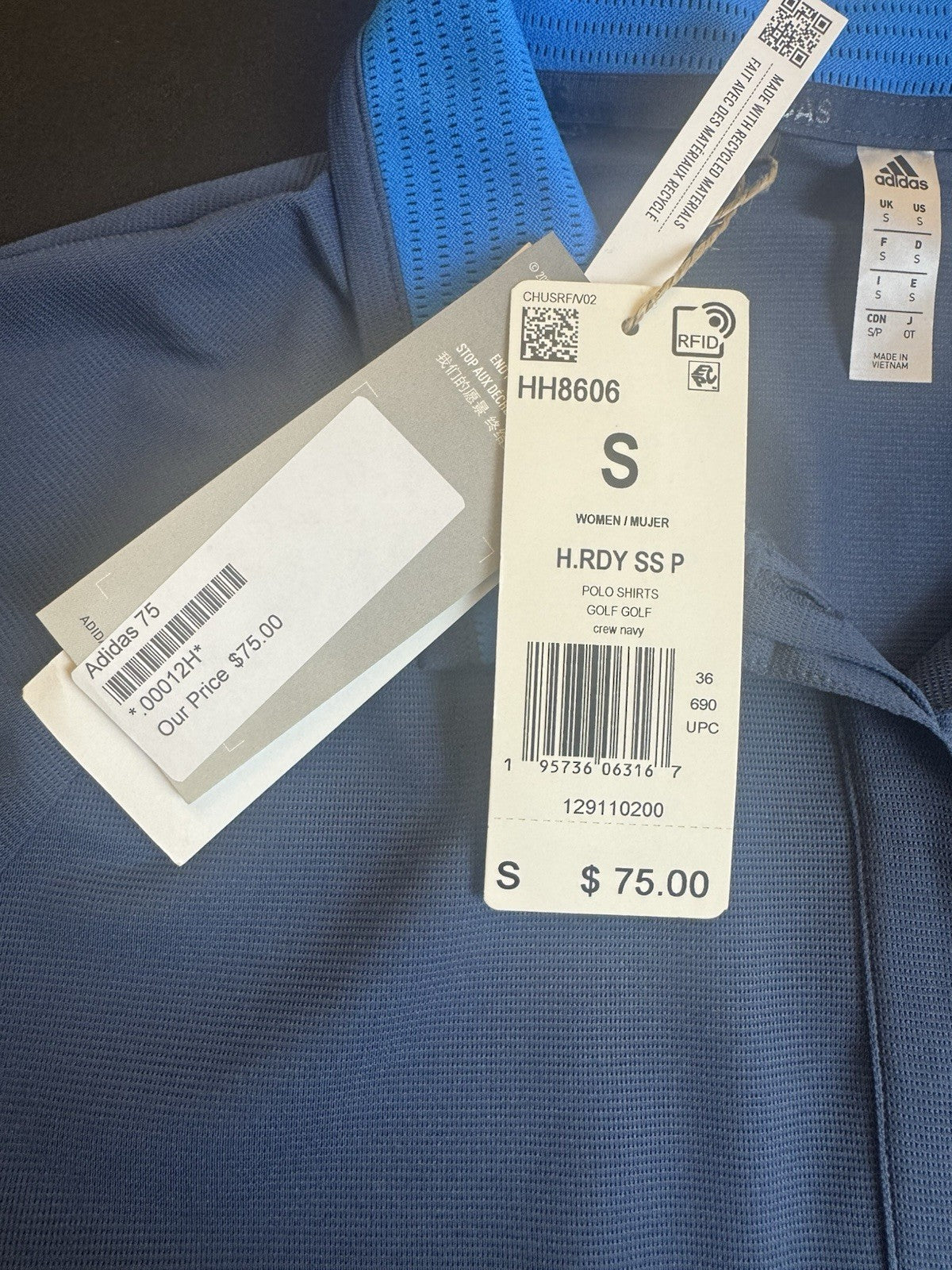 $75 Adidas Women’s Golf Shirt Blue Sz S    (B.161)