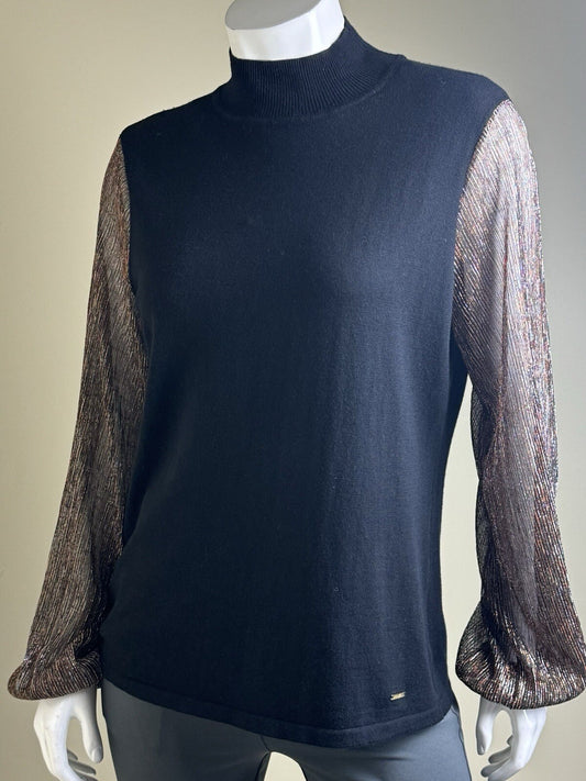 Anne Klein Womens Long Sleeves Sweater Black Size M.   (B.112)