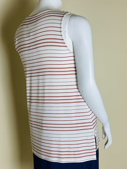 $75 Donna Karan Blouse Striped Top Sz L   (B.67)