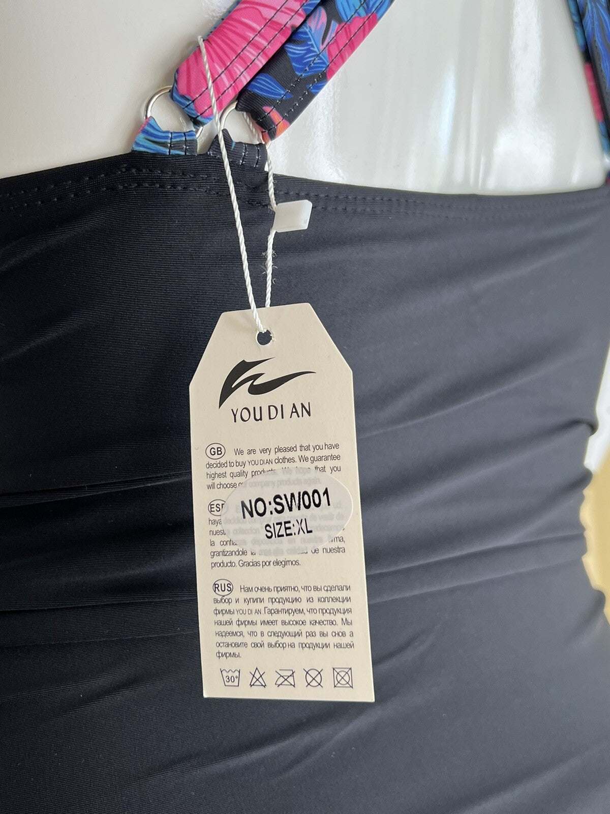 YOU DI AN Women’s Swimsuit One Piece Tummy Control Size XL  Floral Black (8)