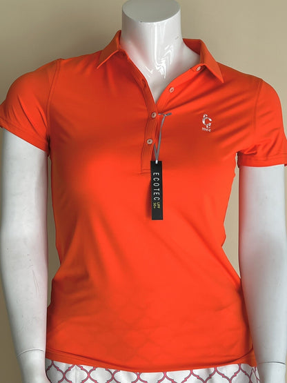 Champaign Country Club Women's Top Golf Polo Shirt Size S Orange
