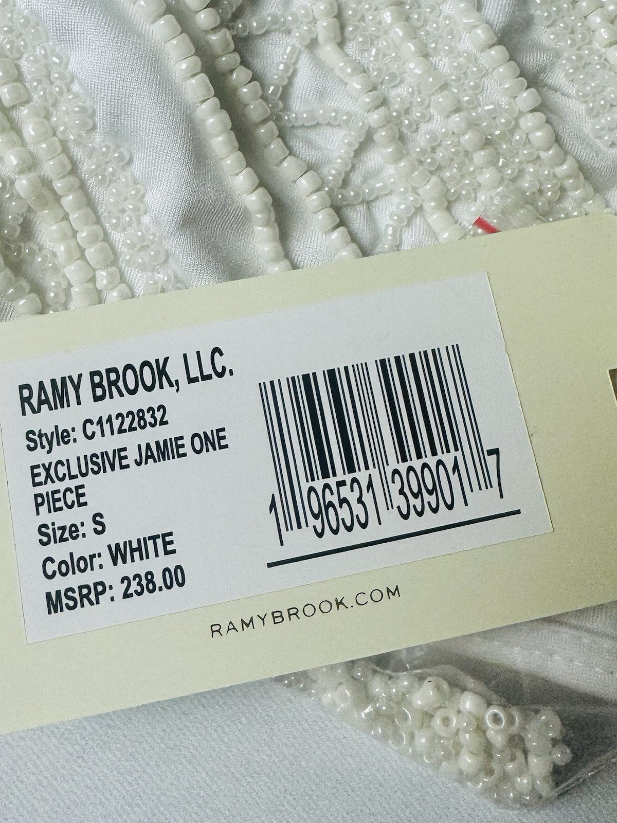 $238 Ramy Brook Jamie Asymmetric One Piece Beaded Swimsuit Sz S.  (B.151/2)