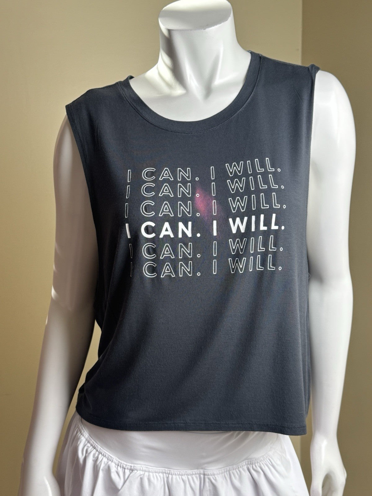 Guru Active Women’s Athletic I Can I Will Logo Tank Top Sz L   (B.187)
