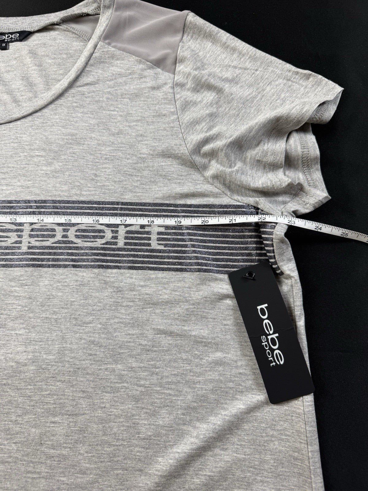 $44 bebe Women’s T-shirt Gray Bebe Logo Sz XL      (B.027)
