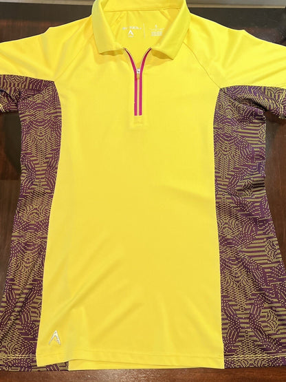 Antigua Women's Top Golf Polo Shirt Yellow Sz S (16)