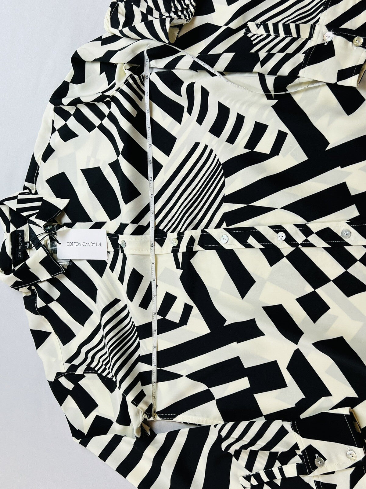 COTTON CANDY Women’s 2Pc Set Long Sleeve Shirt with Inside Top  Sz S Black White