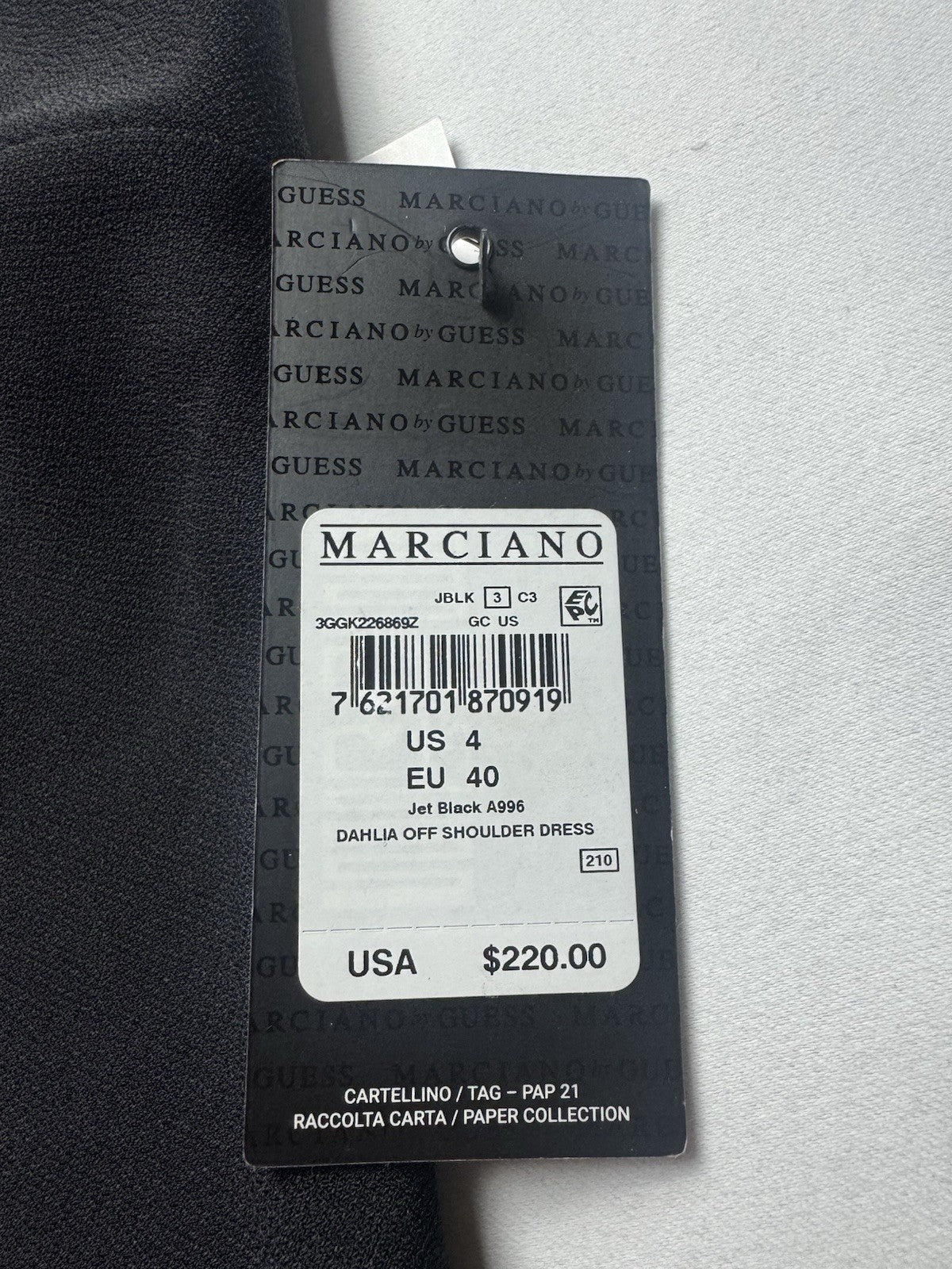 $220 Guess by Marciano Off Shoulder Black Dress Sz 4. (B.154)