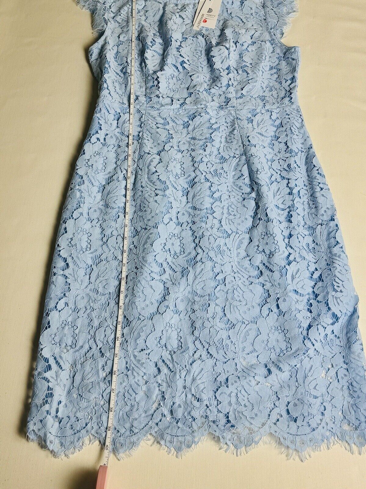 MEROKEETY Women's Floral Lace Short Sleeve Party Cocktail Dress Blue Sz L