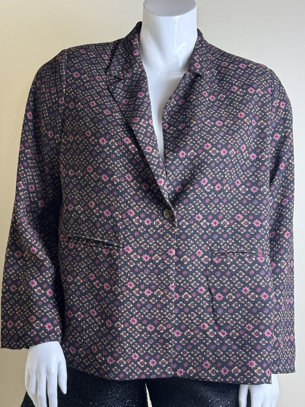 $149 Sam Edelman Women's Black Floral Blazer Sz XL.        (B.171)