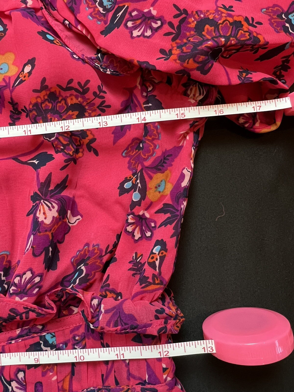 $248 Walter Baker Pink fuschia Floral Dress Ruffle Size S