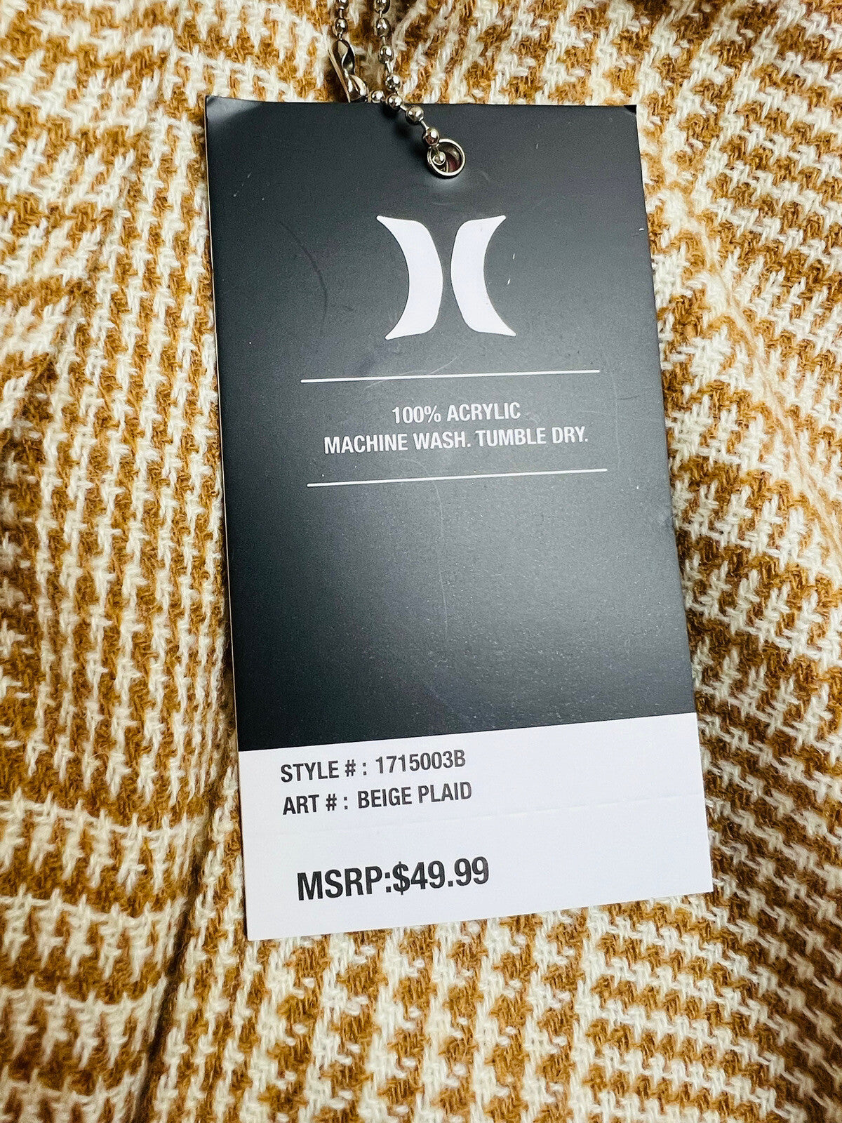 Hurley Women's Plaid Shawls Open Front Poncho Beige