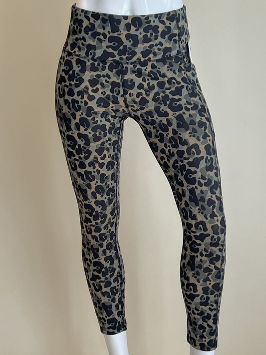 Nicole Miller Sport Leggings Women's Sz L High Waist Pull On Leopard