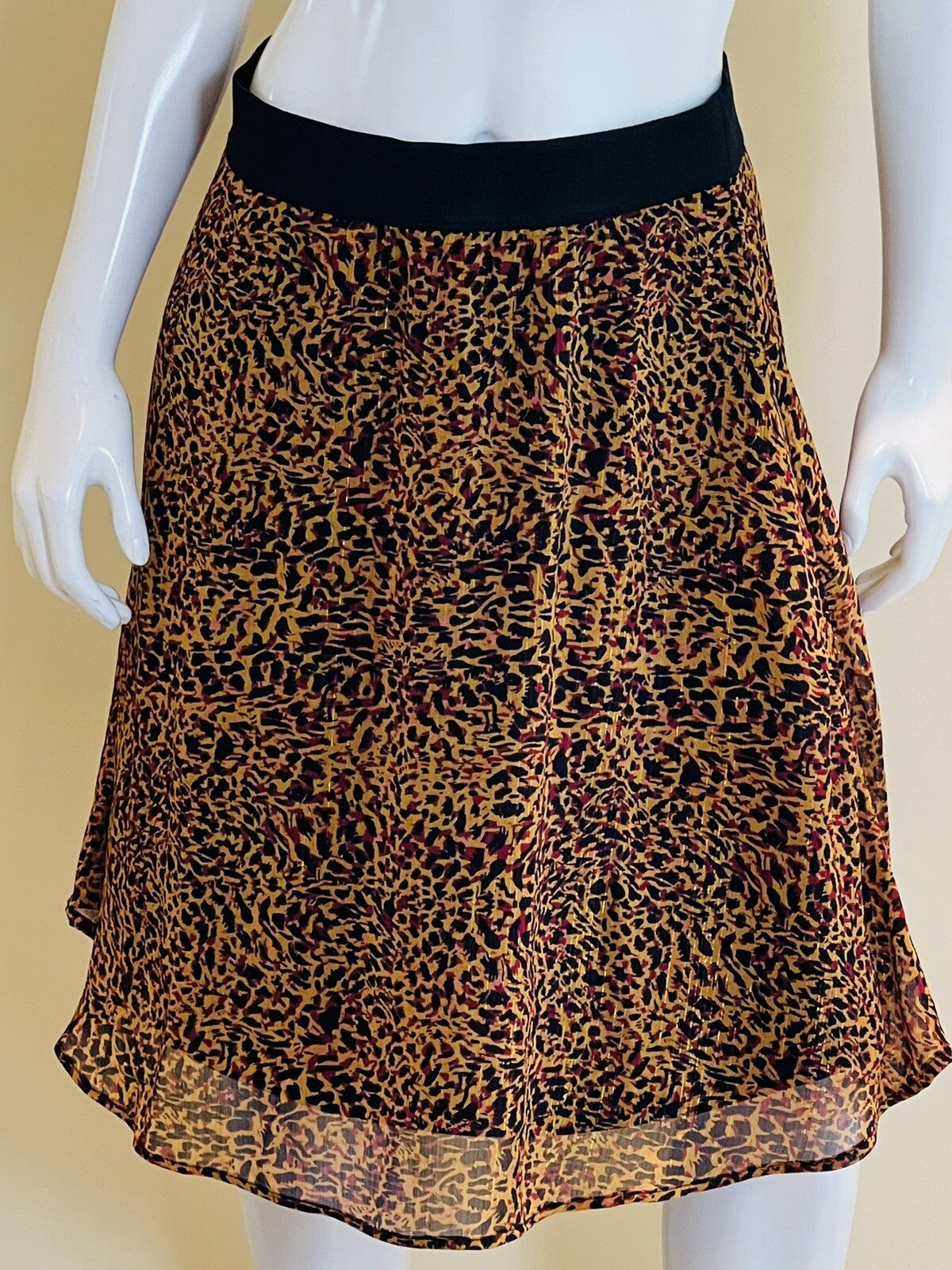 Status by Chenault Women’s Flared Skirt Cheetah Sz M