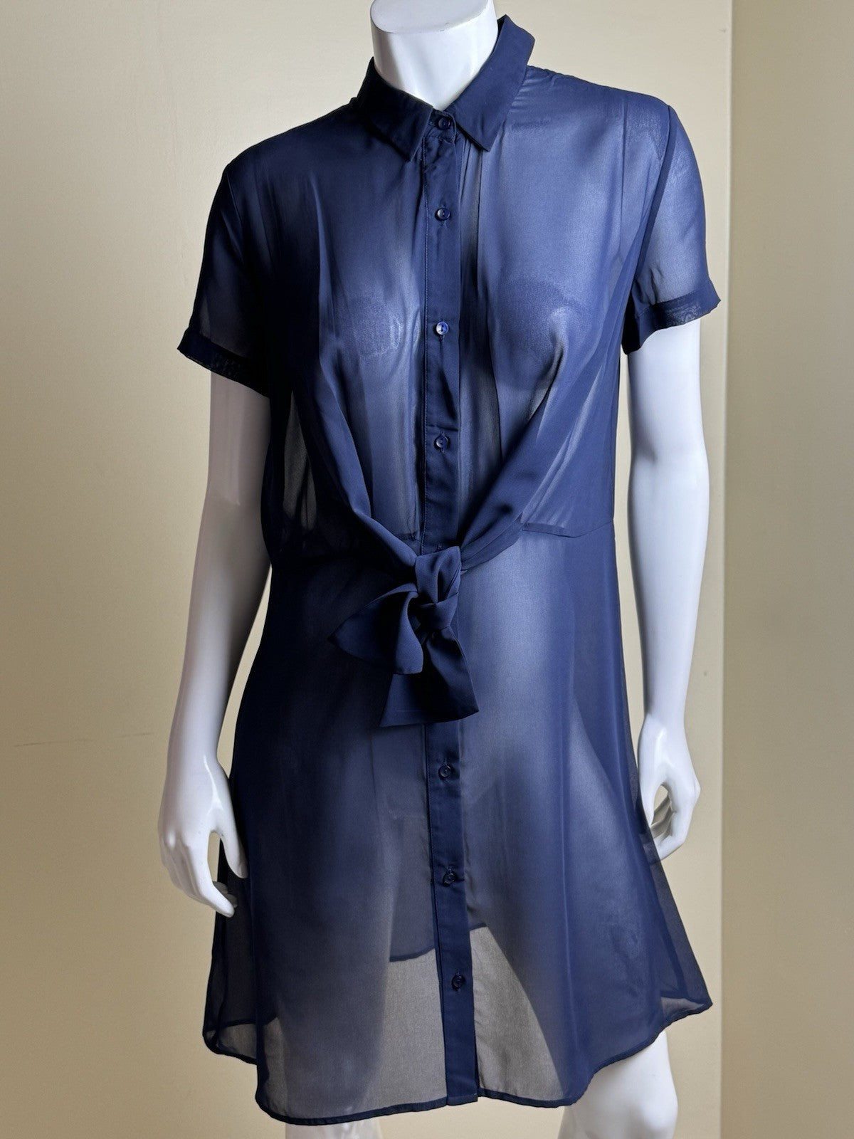 $228 GOTTEX Chiffon Button Up Cover-up Shirt Dress Sz S.  (B.184)